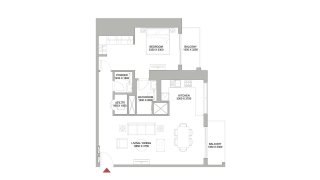 Планировка квартиры 1 спальня в ЖК 320 RIVERSIDE CRESCENT № 11018